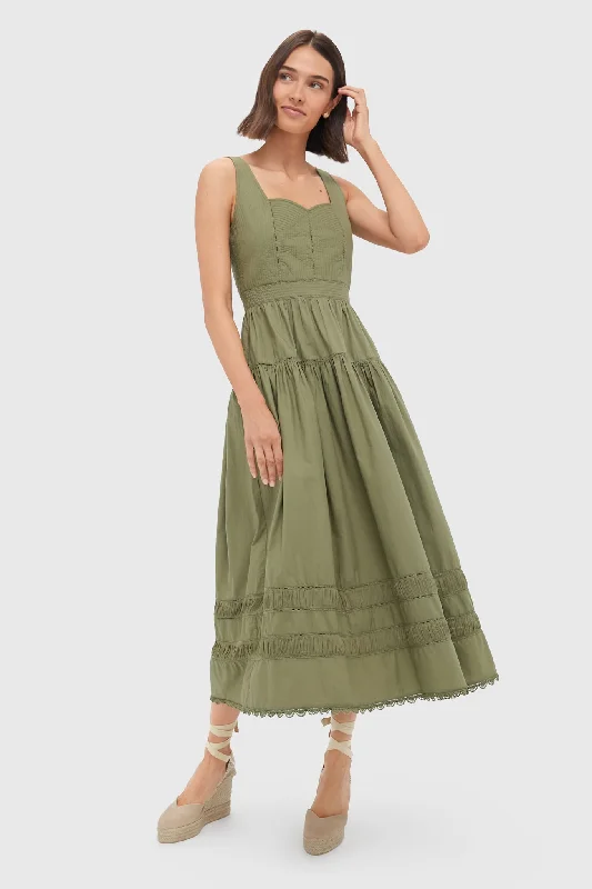 Midi dresses with metallic threads for a glamorous evening event Lichen Isadora Dress