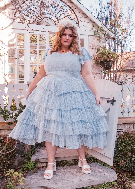 Midi dresses with ruffled bodices for a more pronounced feminine look Mia Dress - Pink + Blue