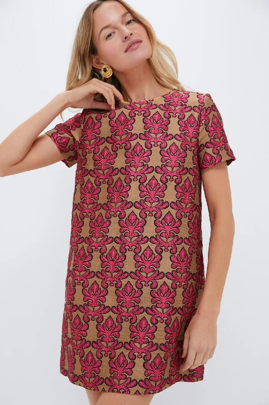 Midi dresses with asymmetric hems for a fashion - forward and dynamic appearance Herald Jacquard Mini Swing Dress Midi dresses with asymmetric hems for a fashion - forward and dynamic appearance Herald Jacquard Mini Swing Dress