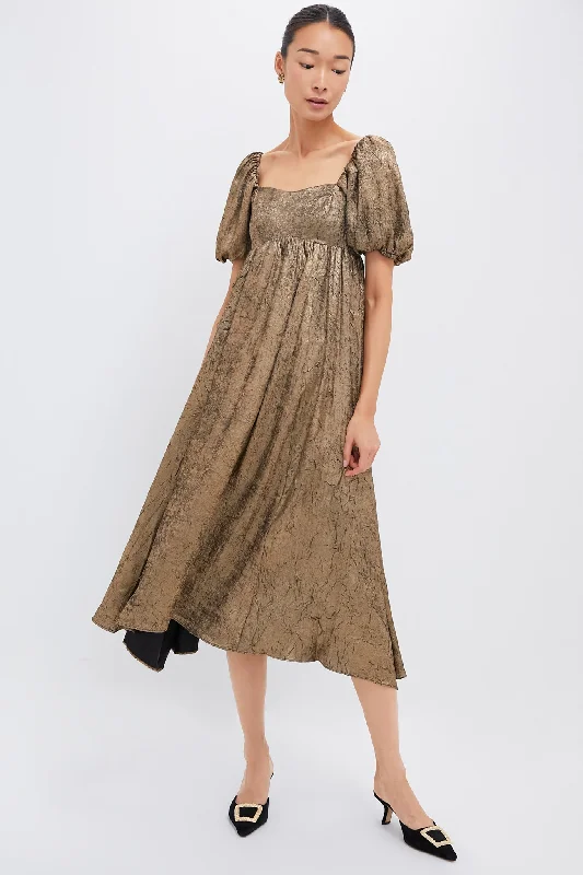 Midi dresses with polka dot prints for a playful summer outfit Gold Shimmer Midi Dress