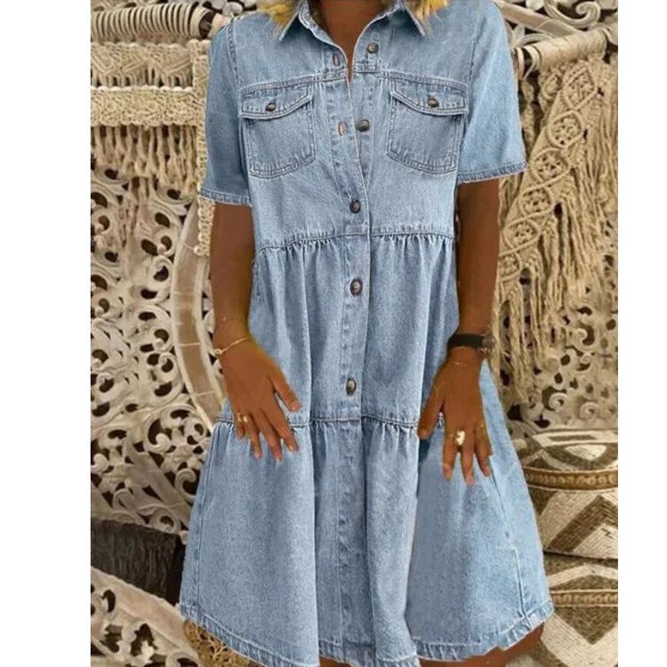 Metallic mini dresses for a glamorous event Footloose Tencel Button Down Tiered Dress Metallic mini dresses for a glamorous event Footloose Tencel Button Down Tiered Dress
