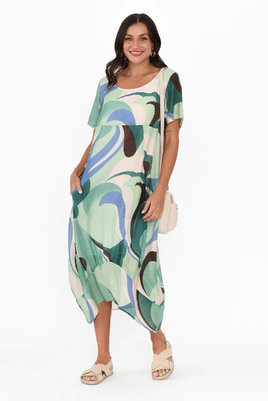 Midi dresses with satin - finish fabrics for a luxurious feel Connie Green Swirl Pocket Dress Midi dresses with satin - finish fabrics for a luxurious feel Connie Green Swirl Pocket Dress
