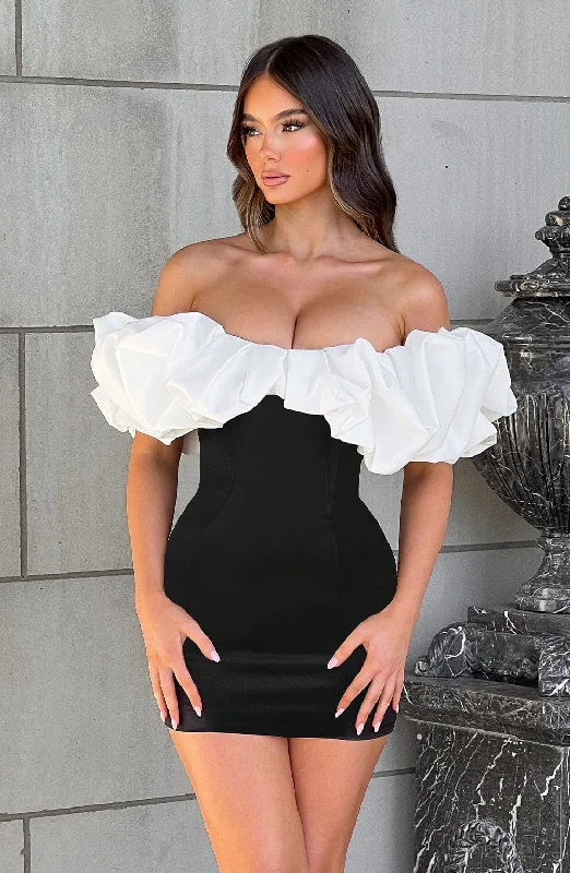 Mini dresses with keyhole necklines Allie Mini Dress - Black/White