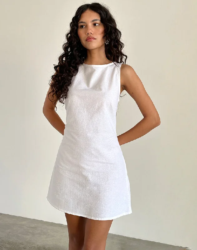Linen mini dresses for a breathable summer option Ayana Open Back Mini Dress in Off White Linen Linen mini dresses for a breathable summer option Ayana Open Back Mini Dress in Off White Linen