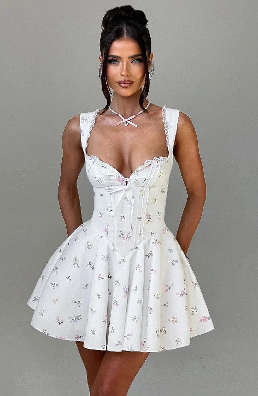 Metallic mini dresses for a glamorous event Antonella Mini Dress - Multi Floral Print