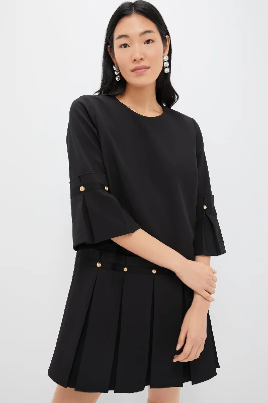 Velvet midi dresses in jewel tones for a glamorous winter event Black Kennedy Dress