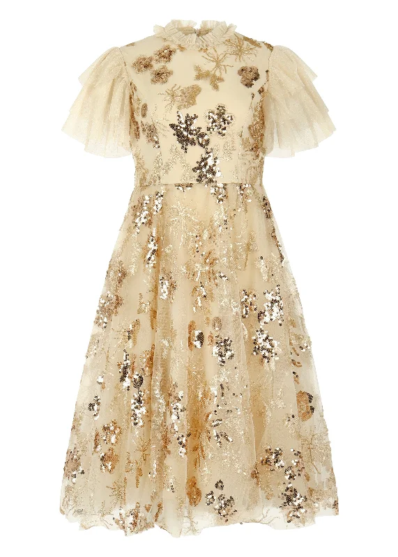 Midi dresses with lace - up fronts for a unique and adjustable style Moonlight Dress