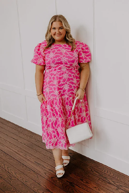 Midi dresses with polka dot prints for a playful summer outfit Sweet Surprise Eyelet Midi Dress Curves