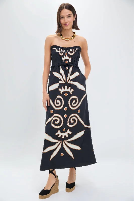 Midi dresses with lace - up fronts for a unique and adjustable style Preco Black and White Lucena Dress Midi dresses with lace - up fronts for a unique and adjustable style Preco Black and White Lucena Dress
