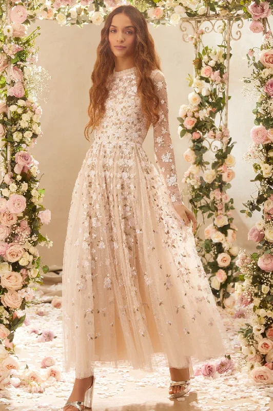 Midi dresses with metallic threads for a glamorous evening event Camellia Ditsy Ankle Gown Midi dresses with metallic threads for a glamorous evening event Camellia Ditsy Ankle Gown