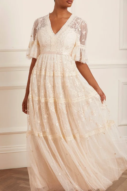 Midi dresses with bow accents for a sweet and charming look Lottie Lace Gown