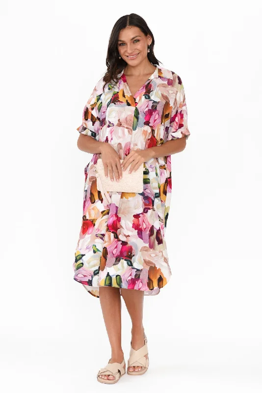 A - line midi dresses with floral prints for spring brunches Kazi Purple Floral Shirt Dress A - line midi dresses with floral prints for spring brunches Kazi Purple Floral Shirt Dress