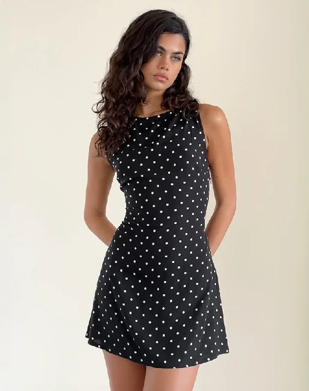Printed mini dresses for a casual day out Ayana Backless Mini Dress in Polka Black