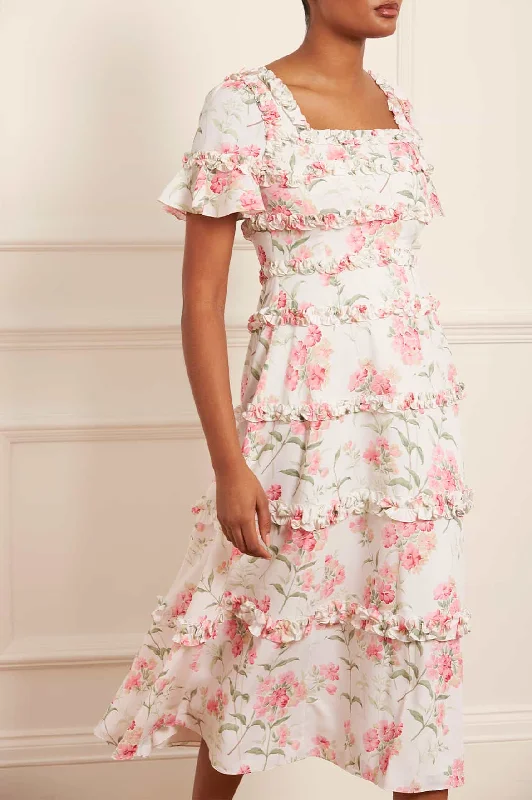 Midi dresses with cotton - blend materials for everyday comfort Summer Posy Maya Crepe Ballerina Dress