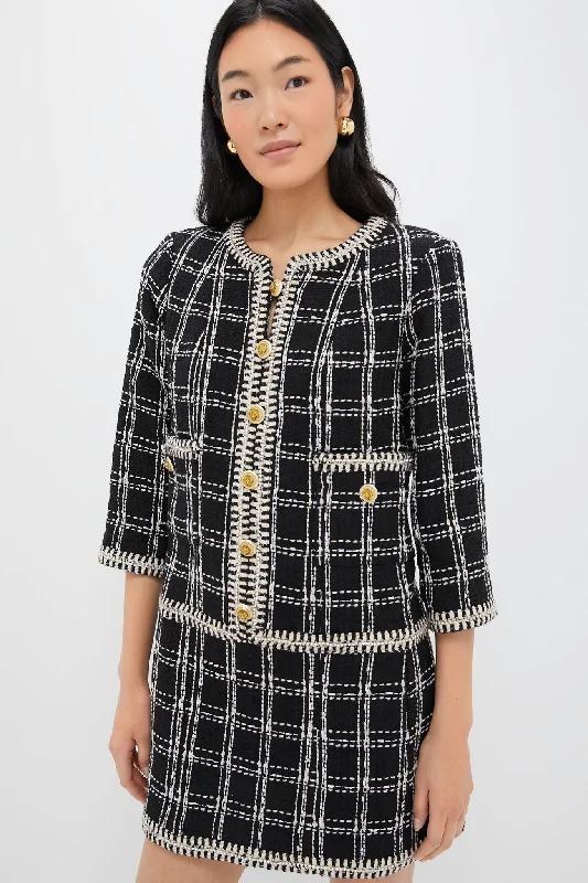 Midi dresses with side slits for a sexy and elegant appearance Embellished Black Tweed Onassis Dress
