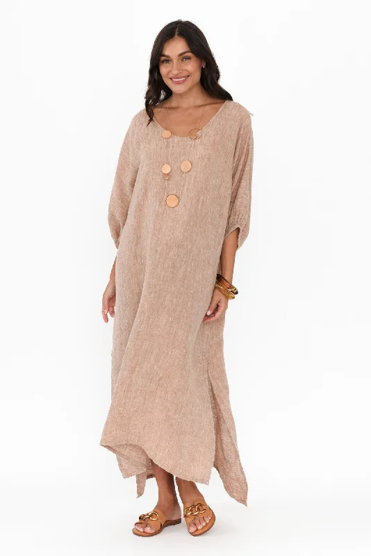 Midi dresses with embroidered accents for a unique and detailed design Marcel Rust Linen Dress Midi dresses with embroidered accents for a unique and detailed design Marcel Rust Linen Dress