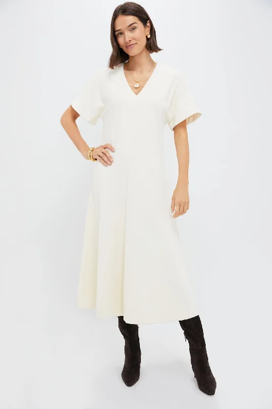 Midi dresses with ruffled hems for a romantic date night Ivory Annalee Dress