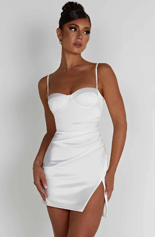 Mini dresses with V - necklines for a flattering shape Mabel Mini Dress - Ivory