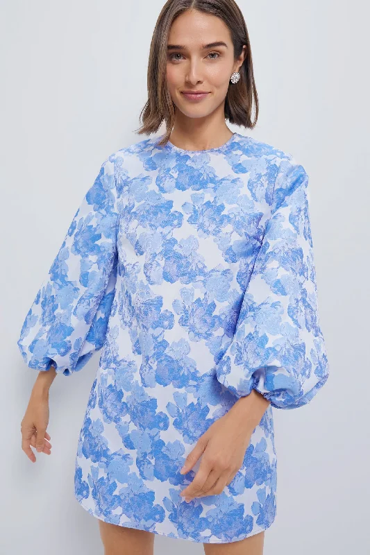 Midi dresses with side slits for a sexy and elegant appearance Pale Blue Jacquard Janie Mini Dress