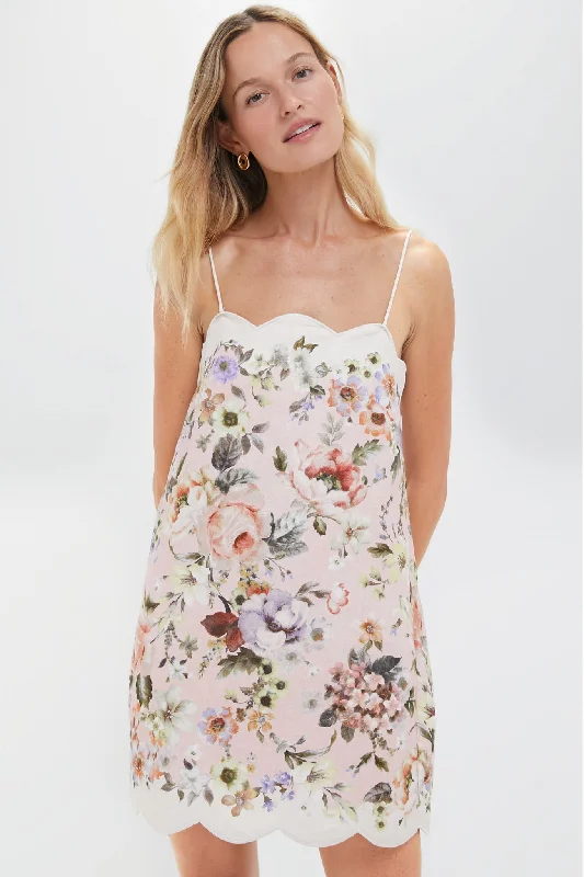 Midi dresses with ribbed textures for a unique and tactile appearance Pink Floral Acacia Scallop Mini Dress