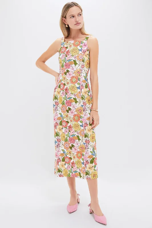 Midi dresses with mesh inserts for a trendy and breathable option Flower Heads High-Neck Midi Dress Midi dresses with mesh inserts for a trendy and breathable option Flower Heads High-Neck Midi Dress