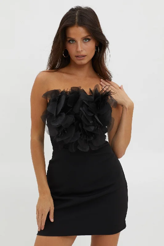Mini dresses with polka dot patterns Magic At Night Embellished Bodice Dress Black