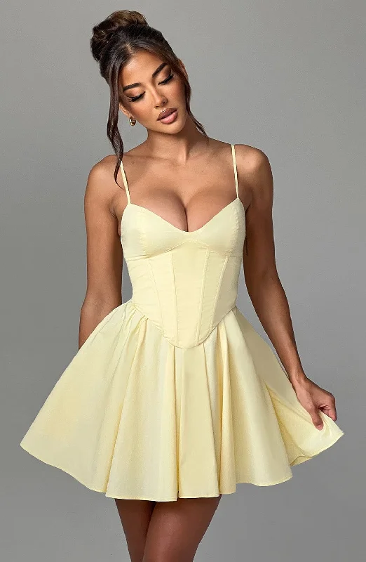 Mini dresses with abstract prints for an artistic look Analeigh Mini Dress - Lemon