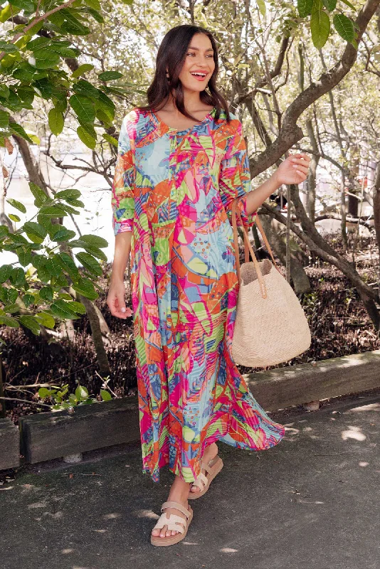 Midi dresses with one - shoulder designs for a modern and asymmetric style Apia Sky Blue Tropical Cotton Maxi Dress Midi dresses with one - shoulder designs for a modern and asymmetric style Apia Sky Blue Tropical Cotton Maxi Dress