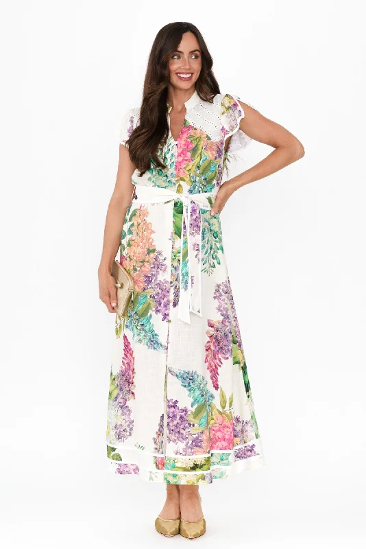 Midi dresses with satin - finish fabrics for a luxurious feel Cristina Wisteria Alba Linen Blend Dress Midi dresses with satin - finish fabrics for a luxurious feel Cristina Wisteria Alba Linen Blend Dress