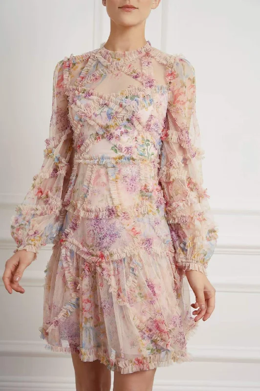 Plaid midi dresses for a fall - themed family gathering Floral Diamond Ruffle Dress