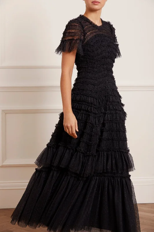 Midi dresses with button - down skirts for a unique and functional design Valentine Ruffle Gown Midi dresses with button - down skirts for a unique and functional design Valentine Ruffle Gown