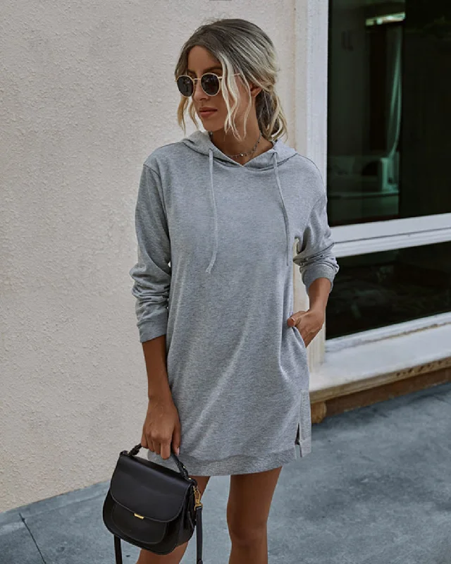 Plaid mini dresses for fall fashion Gilly Pocketed Long Sleeve Knit Dress