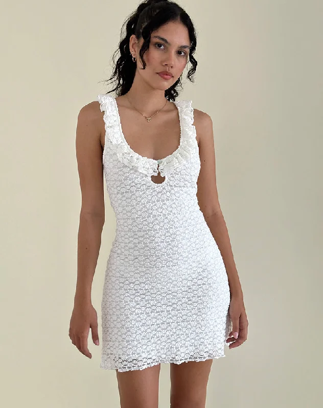 Velvet mini dresses for autumn weddings Elliana Mini Dress in Krisan Lace White