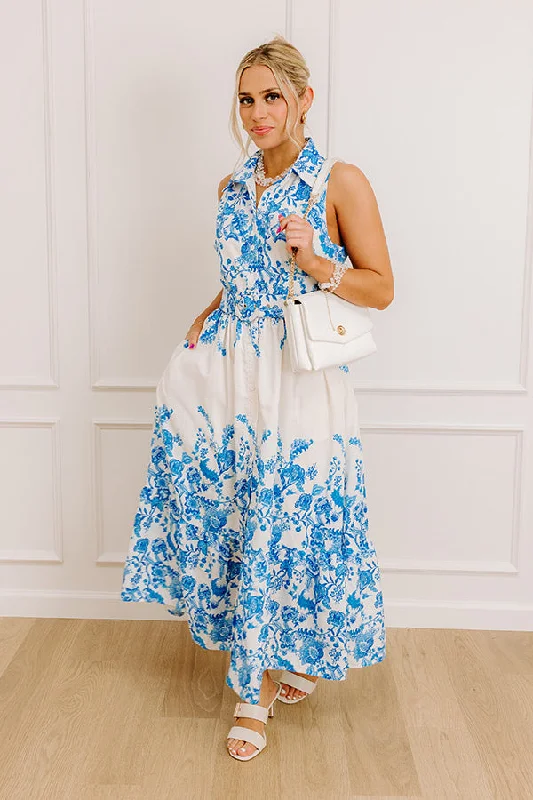 Midi dresses with geometric cutouts for a contemporary and edgy look Tea Garden Stroll Floral Midi Dress