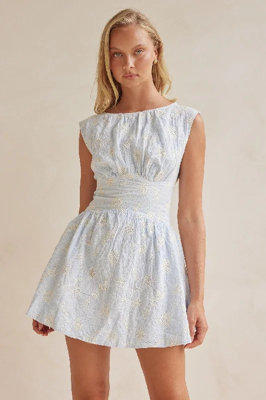 Mini dresses with keyhole necklines Sutton Mini Dress (Blue)