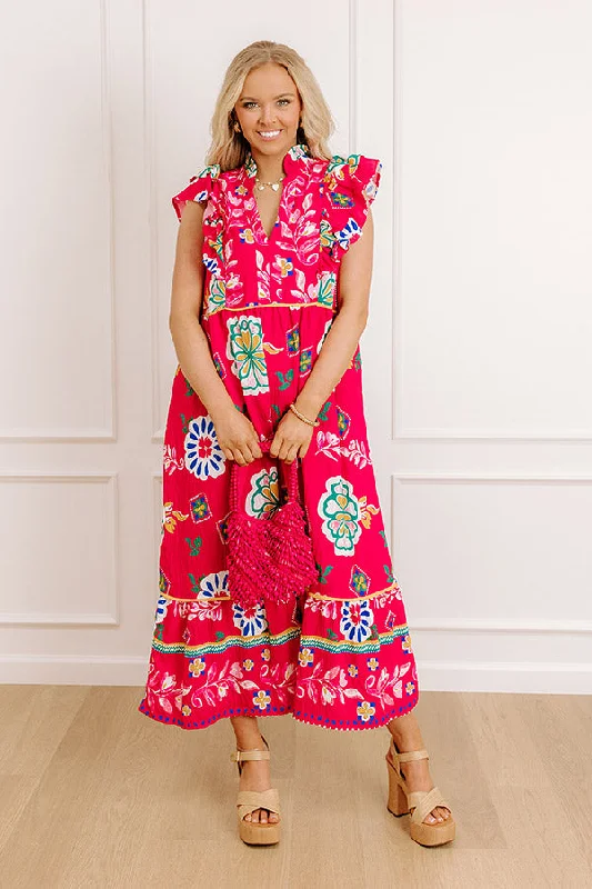 Midi dresses with satin - finish fabrics for a luxurious feel Margarita Sippin Floral Midi Dress