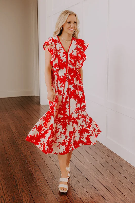 Midi dresses with keyhole backs for a flirty and unexpected detail Honey And Hibiscus Floral Midi Dress