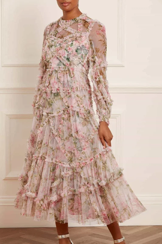 Midi dresses with embroidered accents for a unique and detailed design English Rose Diamond Ruffle Ballerina Dress Midi dresses with embroidered accents for a unique and detailed design English Rose Diamond Ruffle Ballerina Dress