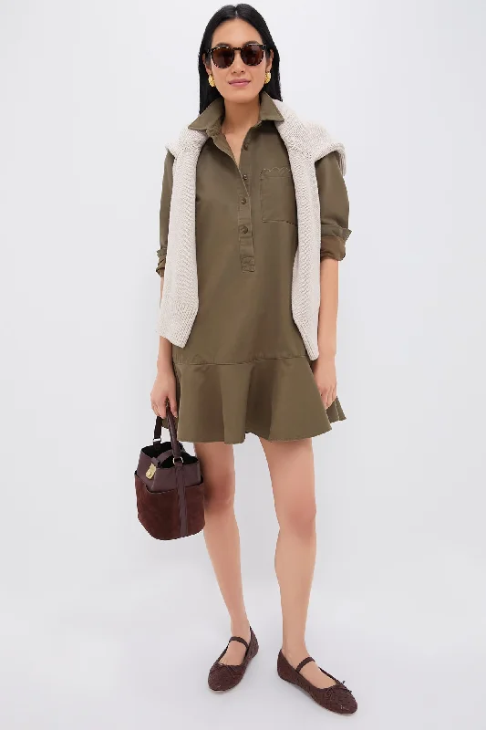 Wrap - style midi dresses in silk for a sophisticated office look Army Green Chino Callahan Shirt Dress Wrap - style midi dresses in silk for a sophisticated office look Army Green Chino Callahan Shirt Dress