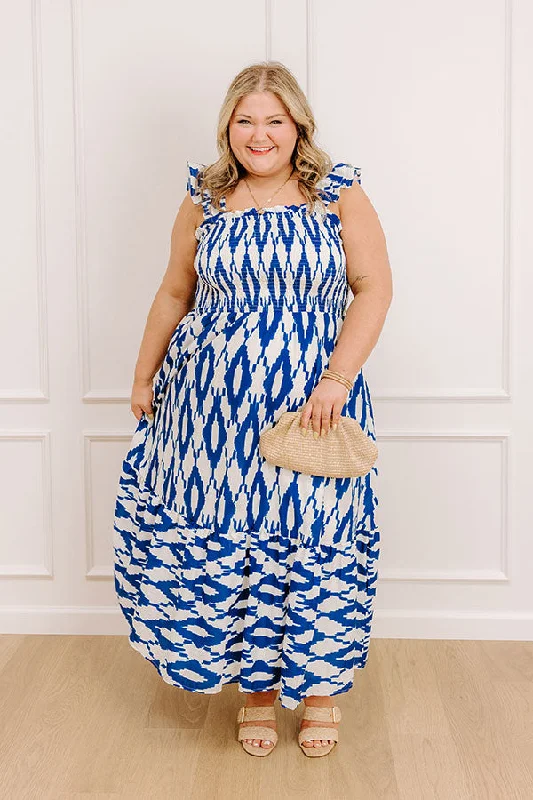 Midi dresses with pleated skirts for a timeless and elegant appeal Brunch In Capri Smocked Midi Dress Curves