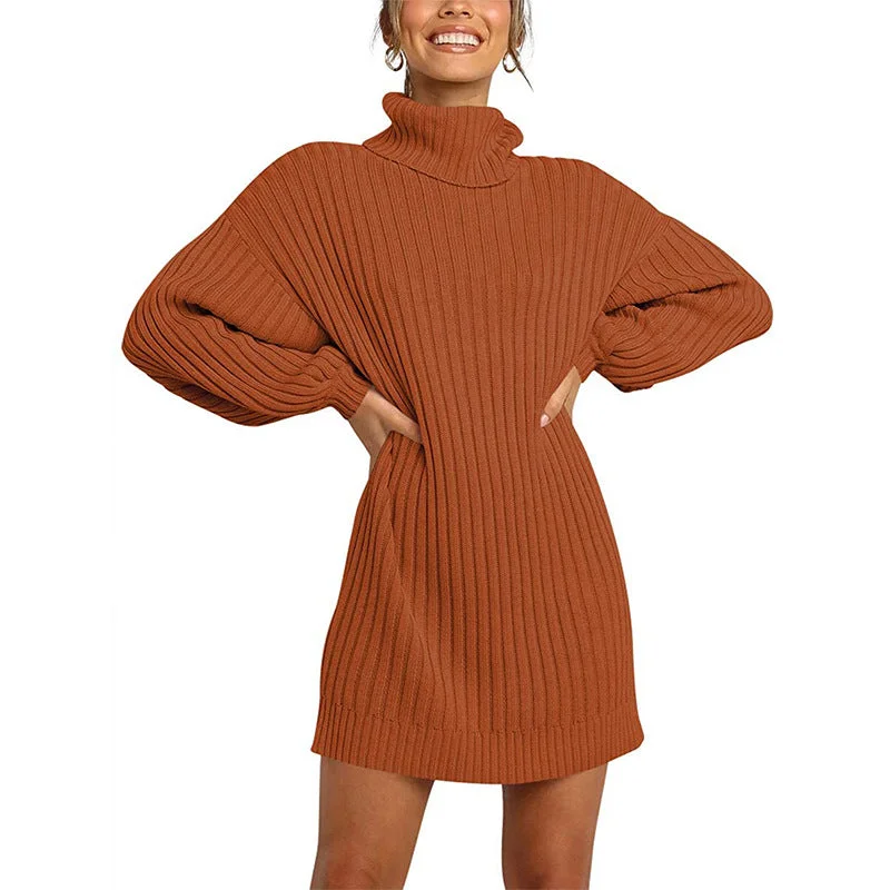 Mini dresses with cold - shoulder designs Frozen Heart Turtleneck Sweater Dress - Clay Mini dresses with cold - shoulder designs Frozen Heart Turtleneck Sweater Dress - Clay