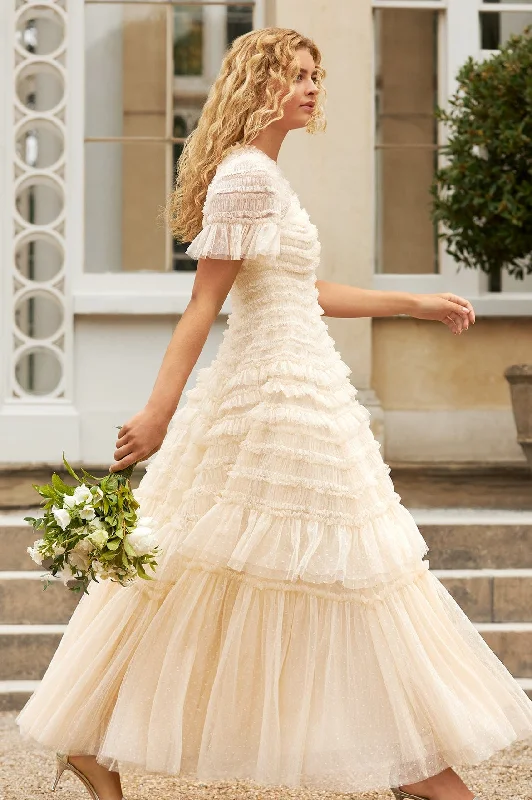 Midi dresses with lace - up fronts for a unique and adjustable style Valentine Ruffle Gown Midi dresses with lace - up fronts for a unique and adjustable style Valentine Ruffle Gown