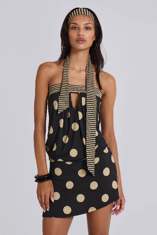 Animal print mini dresses for a bold statement Lola Strapless Mini Dress in Polkadot Stripe