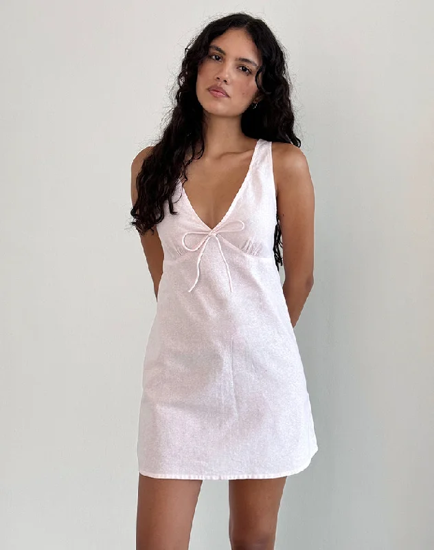 Mini dresses with cold - shoulder designs Asatari Tie Front Dress in Light Pink