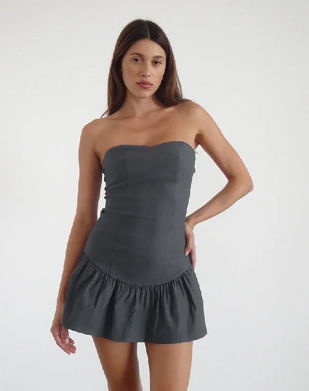 Mini dresses with pocket details for added functionality Sabina Bandeau Mini Dress in Charcoal Grey Mini dresses with pocket details for added functionality Sabina Bandeau Mini Dress in Charcoal Grey
