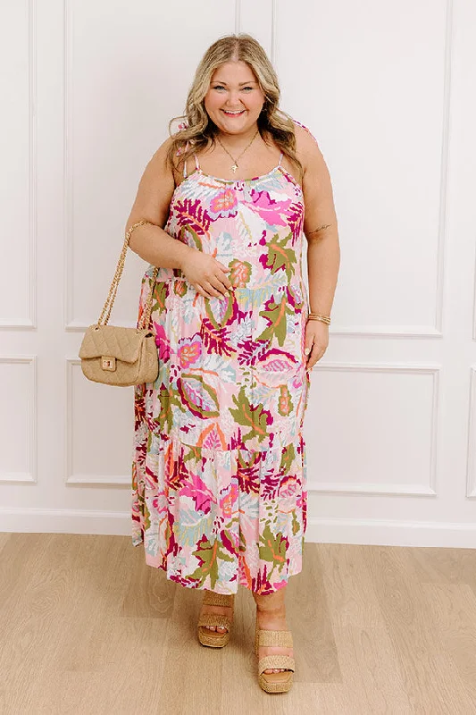 Midi dresses with wrap - around skirts for a customizable fit Tropical Dreams Midi Dress Curves