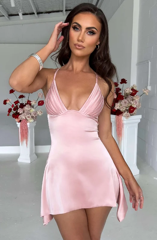 Mini dresses with geometric prints for a modern aesthetic Clarise Mini Dress - Blush