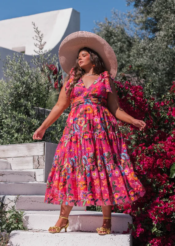 Midi dresses with metallic threads for a glamorous evening event Hibiscus Dress