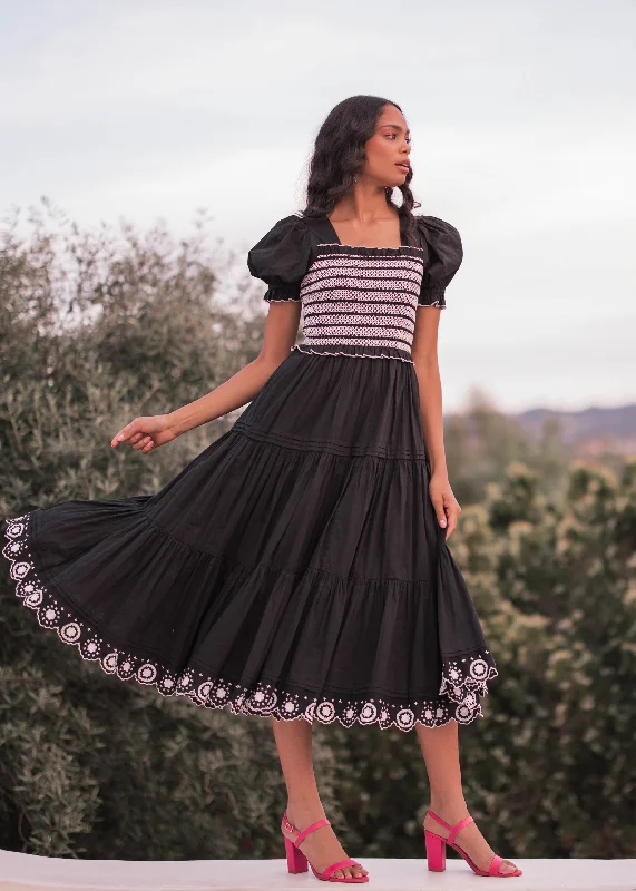Midi dresses with V - necklines for a flattering and elongating effect Marina Dress