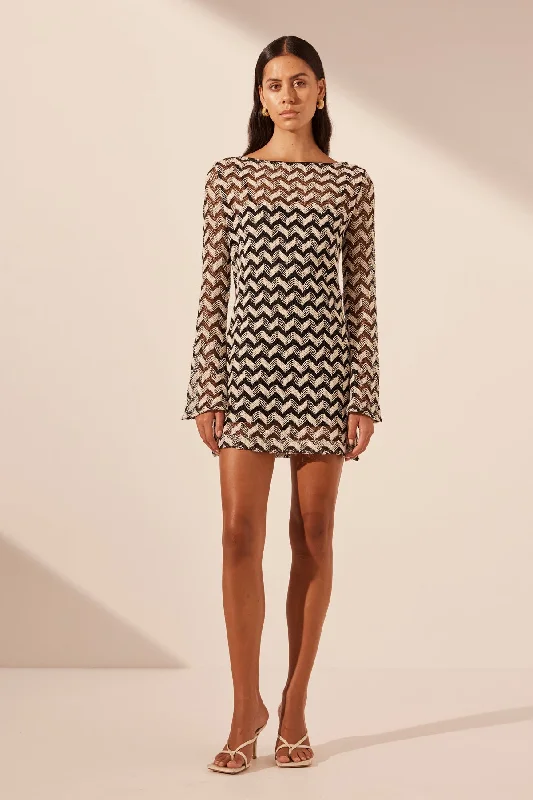 Mini dresses with one - shoulder designs NOOR LONG SLEEVE MINI DRESS